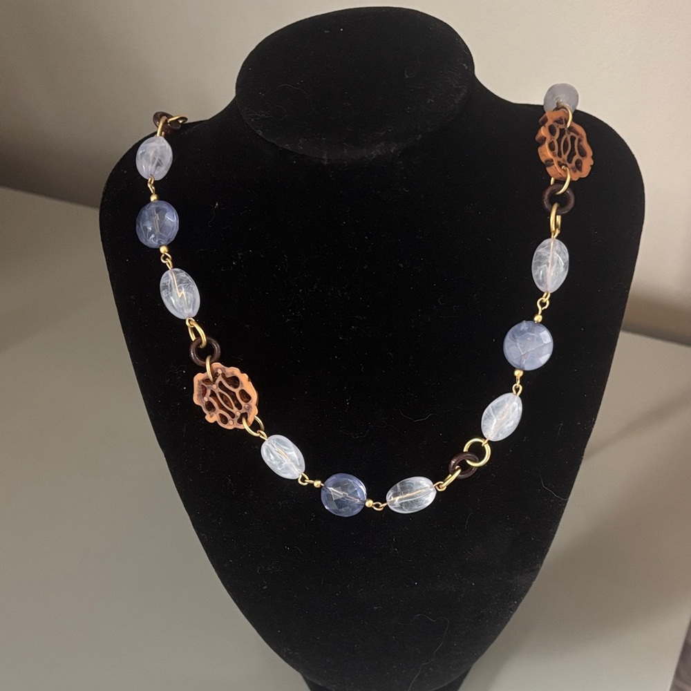 Blues and gold necklace. Like new condition.